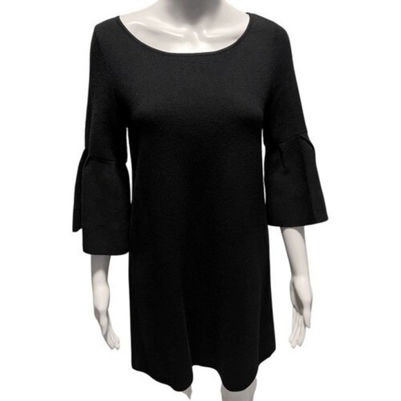 MOTH by Anthropologie Black Knit Sweater Dress Bell Sleeve Minimalist‎ Size S - Picture 1 of 9